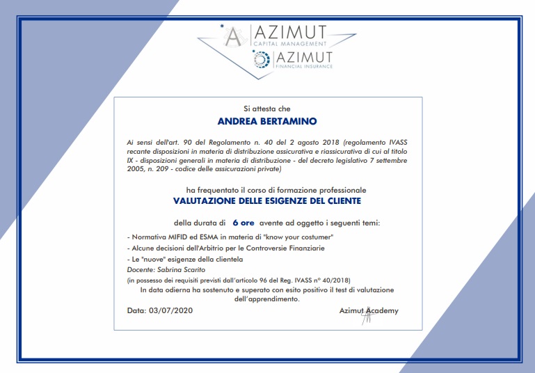Valutazione delle esigenze del cliente IVASS